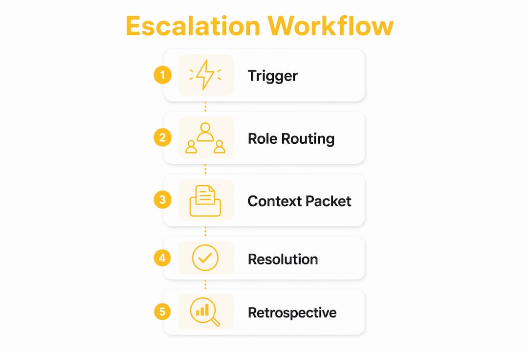 Infographic showing escalation workflow steps