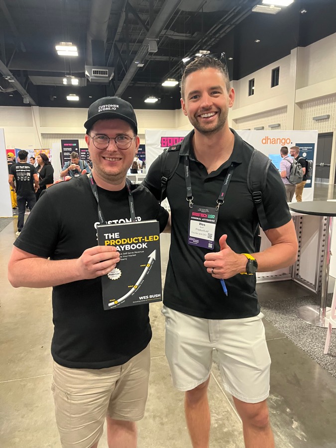 Meeting Wes Bush, author of Product-Led Growth, on the expo floor
